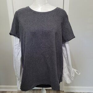 Two by Vnce Camuto Long Sleeve Knit Top with Cotton Sleeve